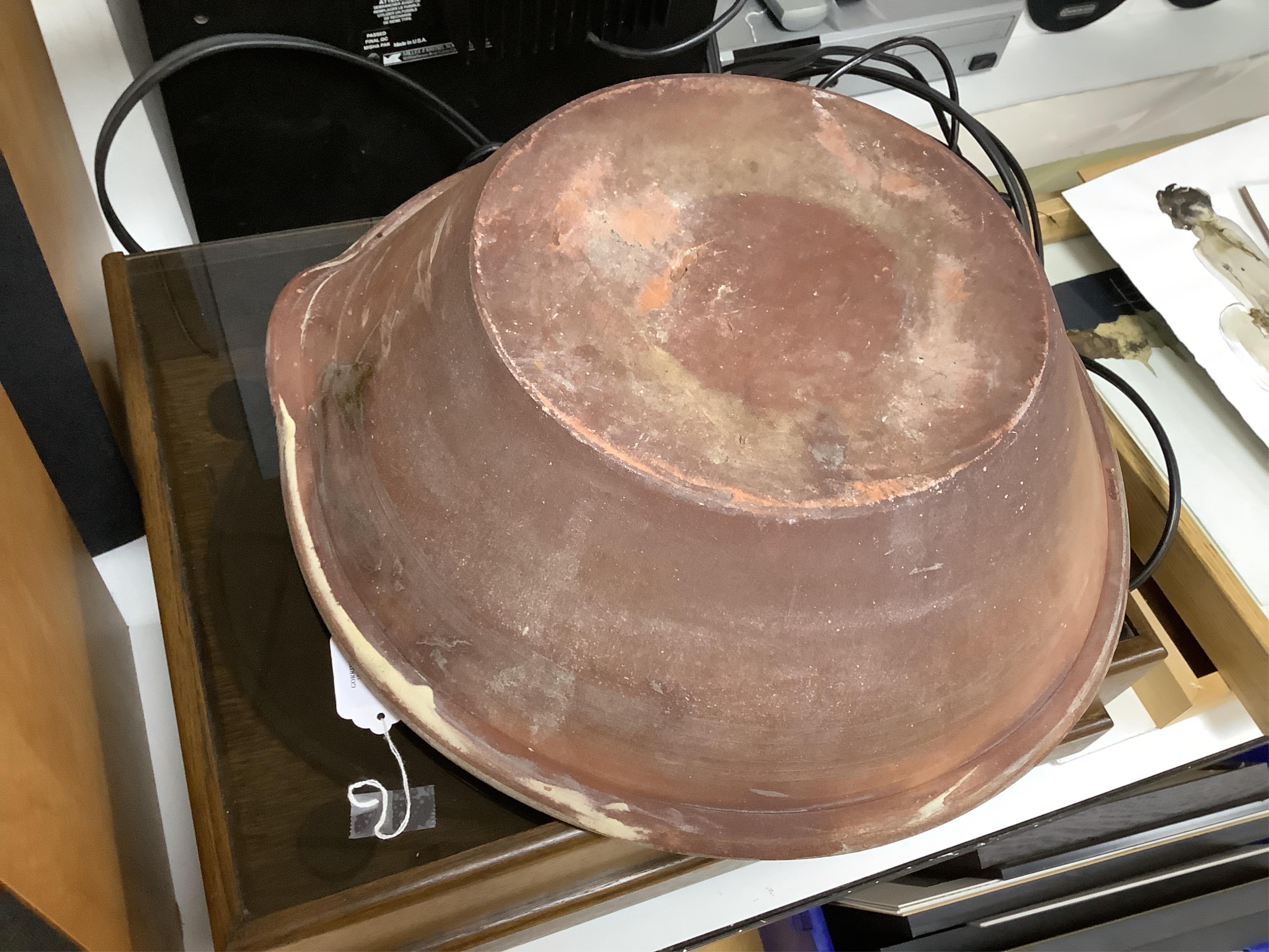 A glazed pottery dairy bowl and Maypole Dairy Co. Ltd. cream advertising cream pail, 21cm high (2)